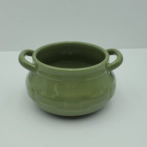Longaberger Pottery Sage Green Individual Soup Tureen Handled Chili Chowder Bowl